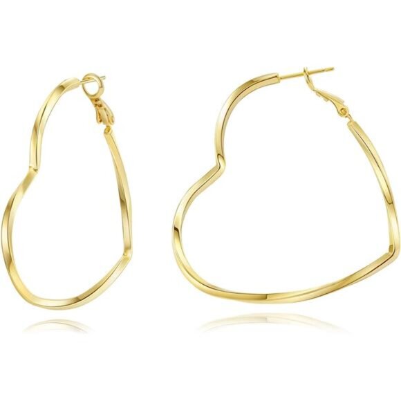 Trendy CZ Gold Hoop Earrings for Women, Lightweight Chunky Silver Earrings - Picture 9 of 16
